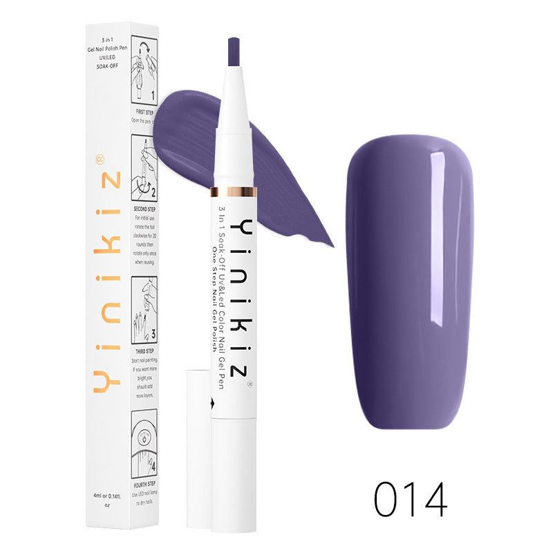 Et-Trins Neglelim Lazy Pen Hvid Tre-i-én UV Neglelak Praktisk Og Hurtig Begynder Manicure
