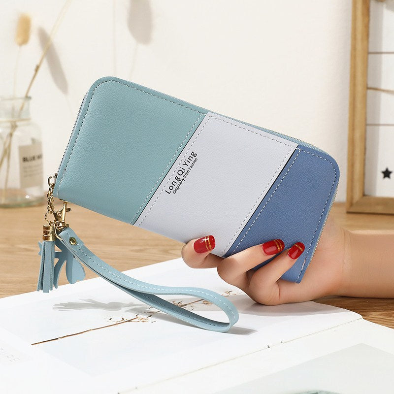 Korean Version Of Stitching Contrast Color Tassels All-match Mobile Phone Bag