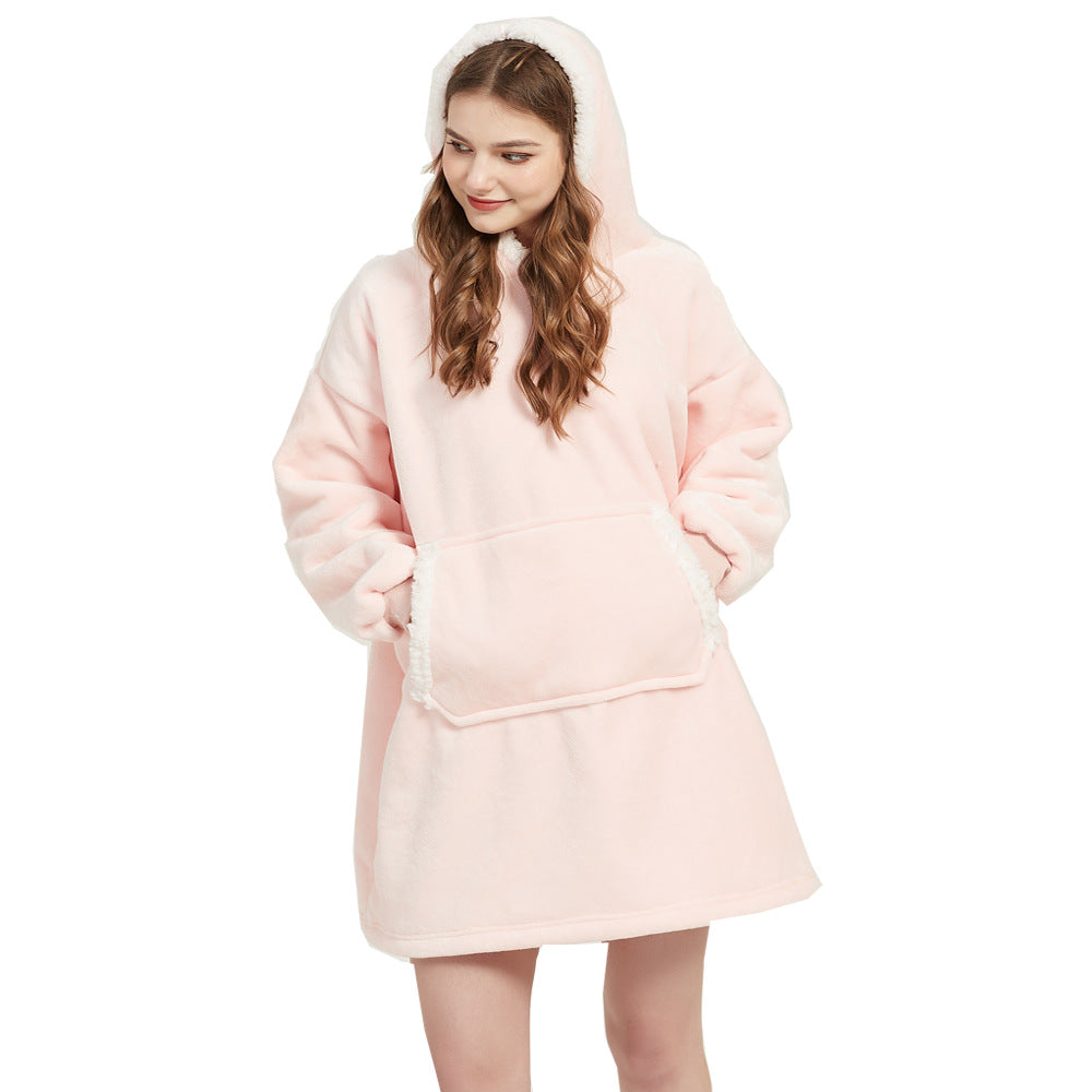 Flannel Lazy Fleece-lined Thickened Double Layer Composite Pullovers Home Wear