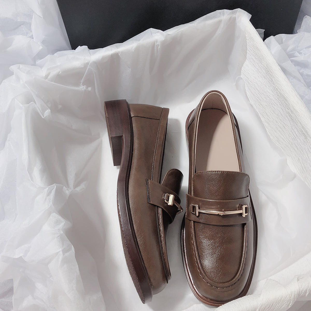 Super Comfortable And Easy To Wear Leather Flat Bottom Retro