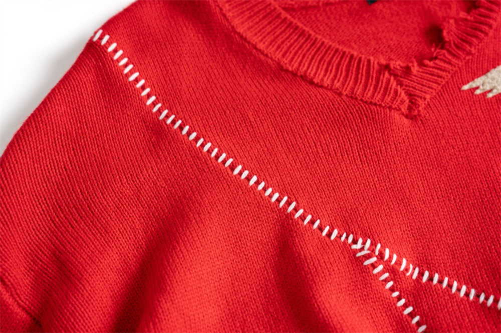 Chaopai Loose Long-sleeved Sweater With Broken Burrs