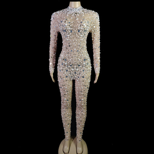 Diamond Jumpsuit Sequin Slim Fit Long Sleeves