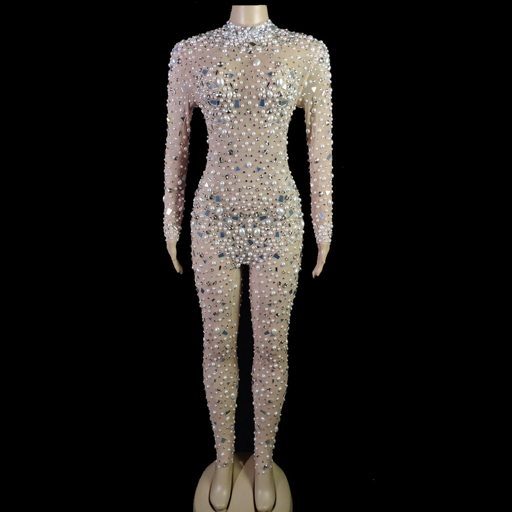 Diamant Jumpsuit Paillet Slim Fit Lange Ærmer