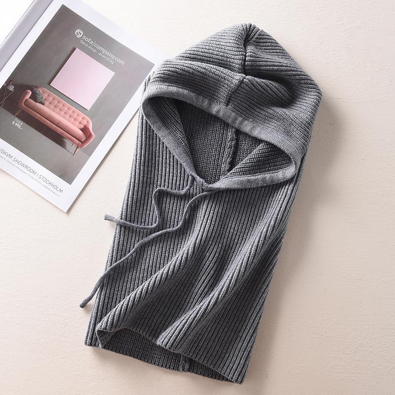 Women's Solid Color Cashmere Sweater Hat And Scarf In One