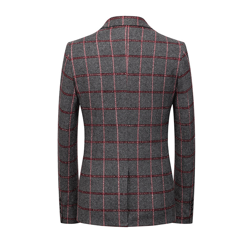 Men's Single Suit Korean Style Youth Fashion Casual Business Plaid Slim Fit One Button Men's Suit
