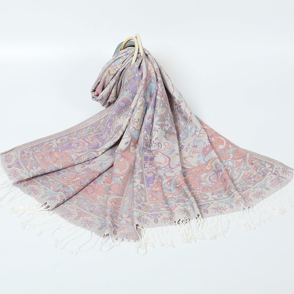Export Scarf Ethnic Style Jacquard Cashew Tassel Shawl