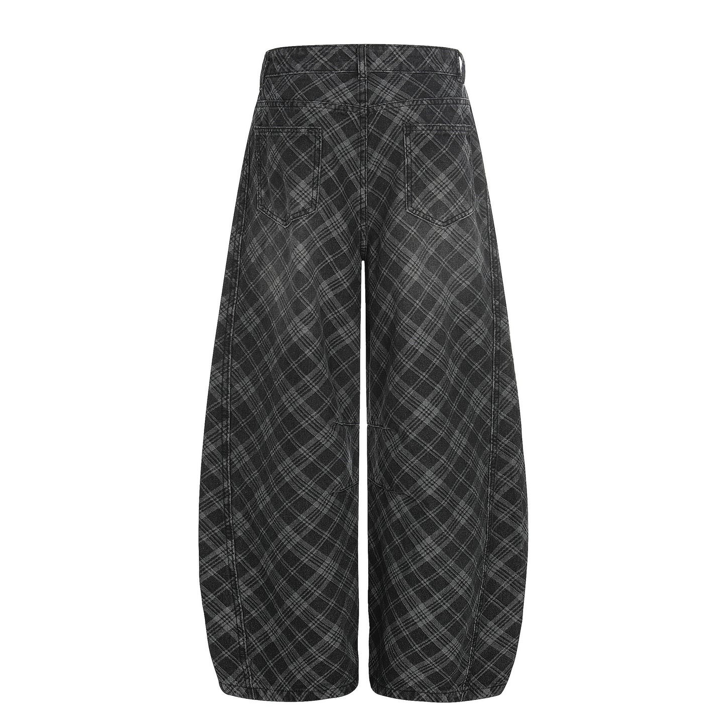 Womens Stylish Washed Trendy Plaid Casual Pants