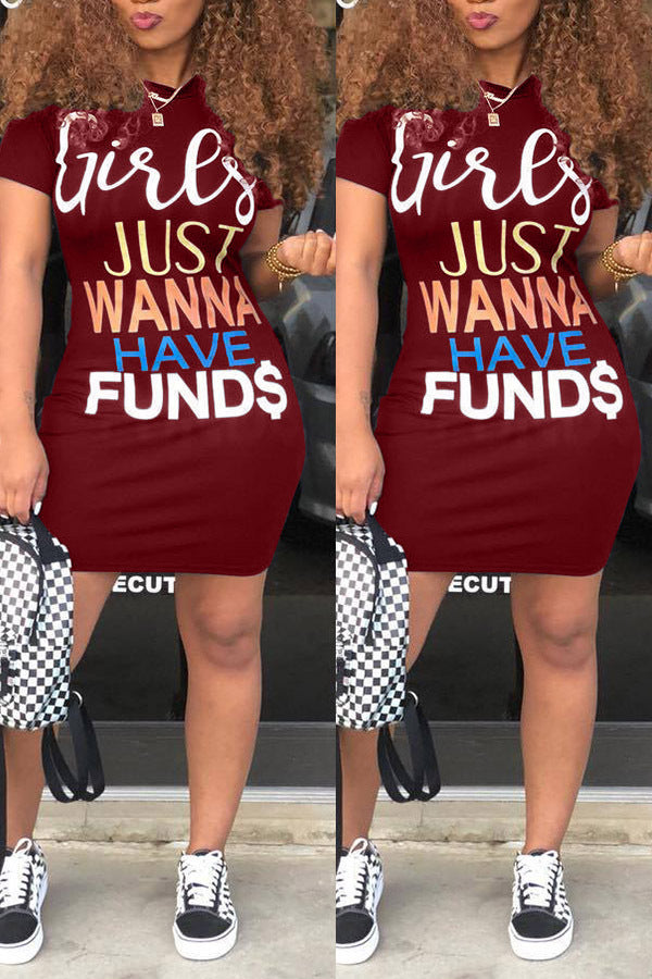 European And American Women's Decorative Body Print Dress