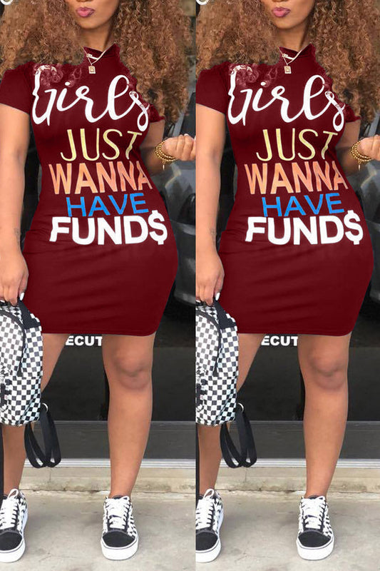 European And American Women's Decorative Body Print Dress