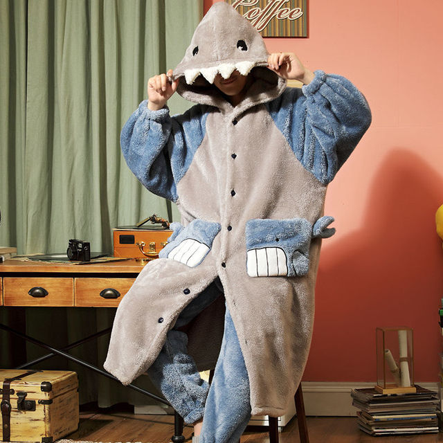Couples Thick Flannel Hooded Pajama Set
