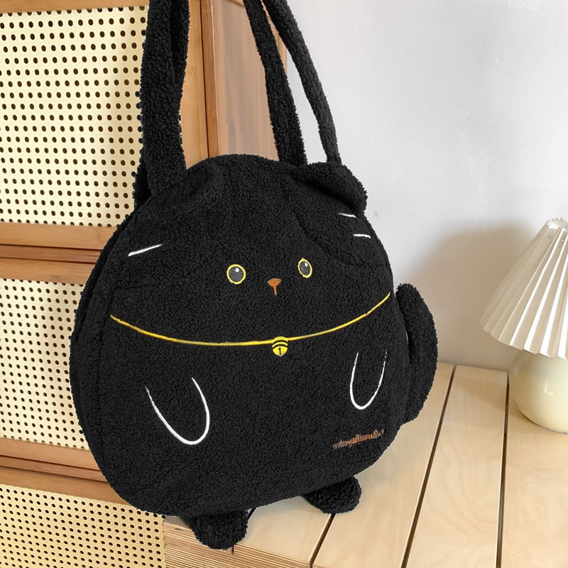 Curly Kitten Cute One-shoulder Large Bag Large Capacity Underarm Bag