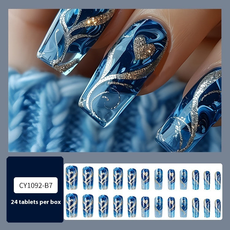 Red And Blue Electric Pattern Flame Stripe Nail Patch