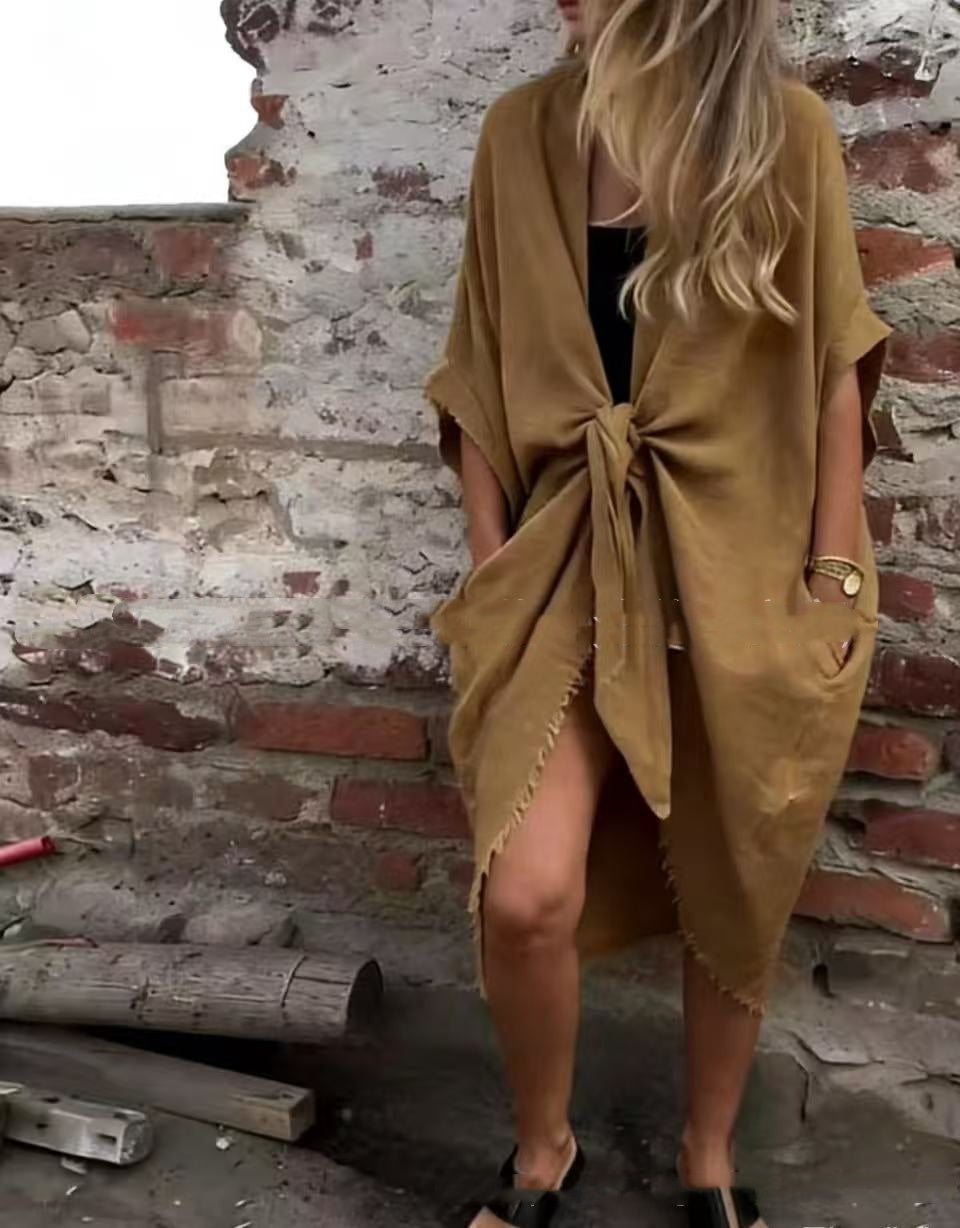Casual Irregular Mid Length Outerwear Shirt