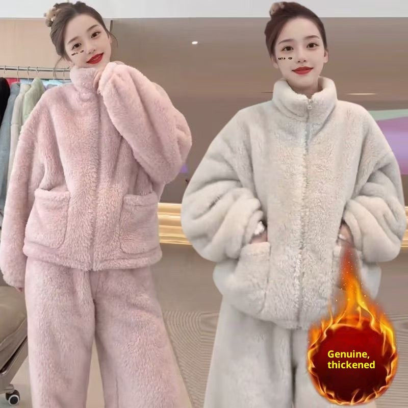 Thickened Set High-neck Wearable Women's Home Pajamas Casual