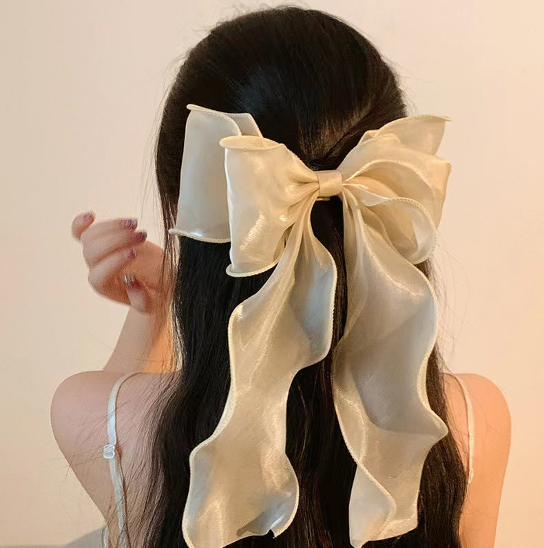 Fairy Beautiful Women's Mesh Ribbon Back Head Spring Clip