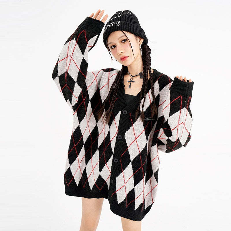Autumn New Loose V-Neck Slouchy Knit Cardigan Coat