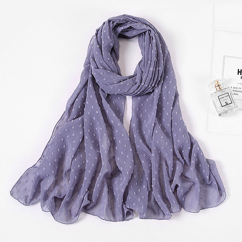 Women's Pearl Pure Color Chiffon Headscarf