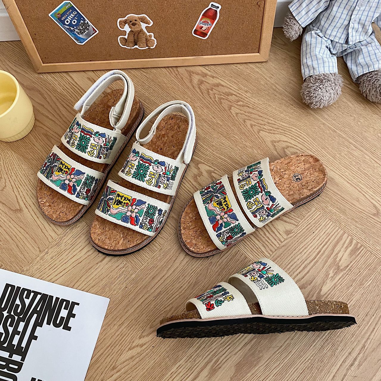 Women's Embroidered Sandals Cork Sole Special-interest Design