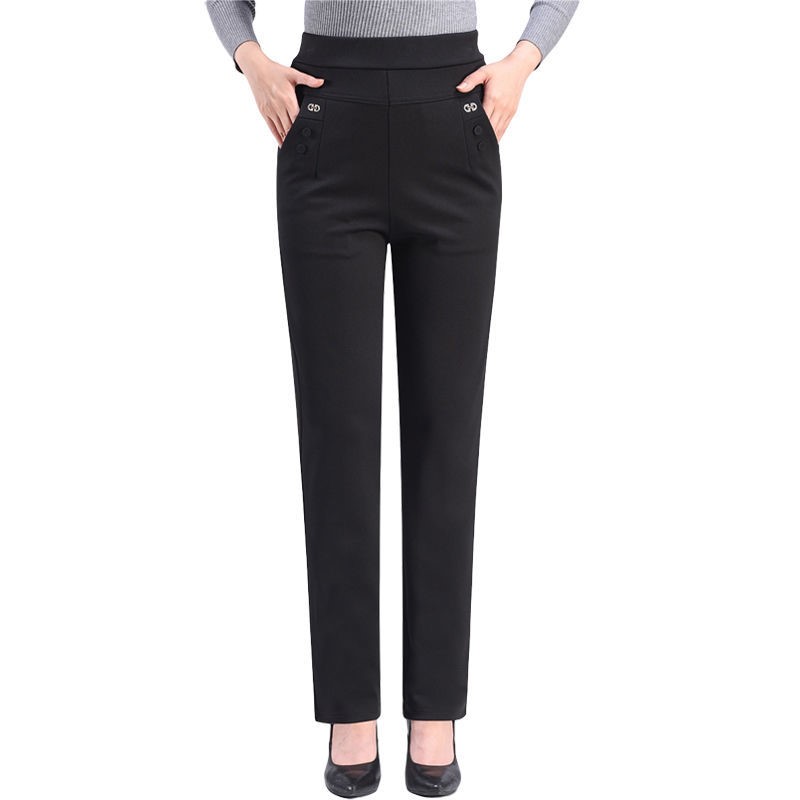 Middle-aged Women's Pants Loose High Waist Straight Casual