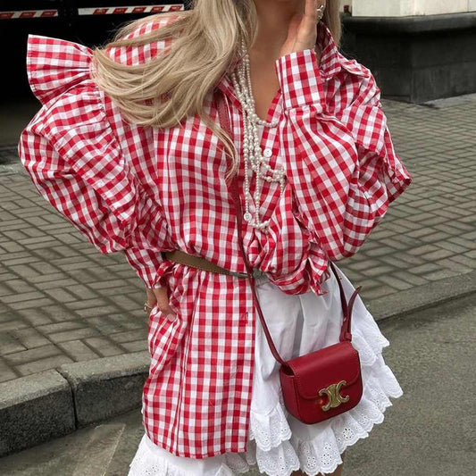 Personality New Cotton Plaid Women's Shirt