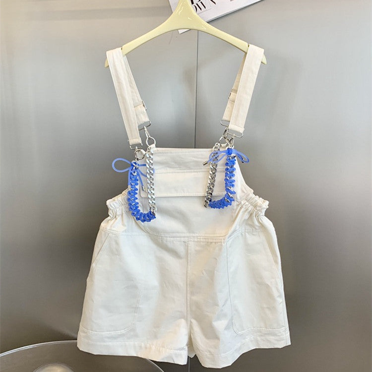 Women's Versatile Wide Leg Slant Pocket Cargo Bib Shorts