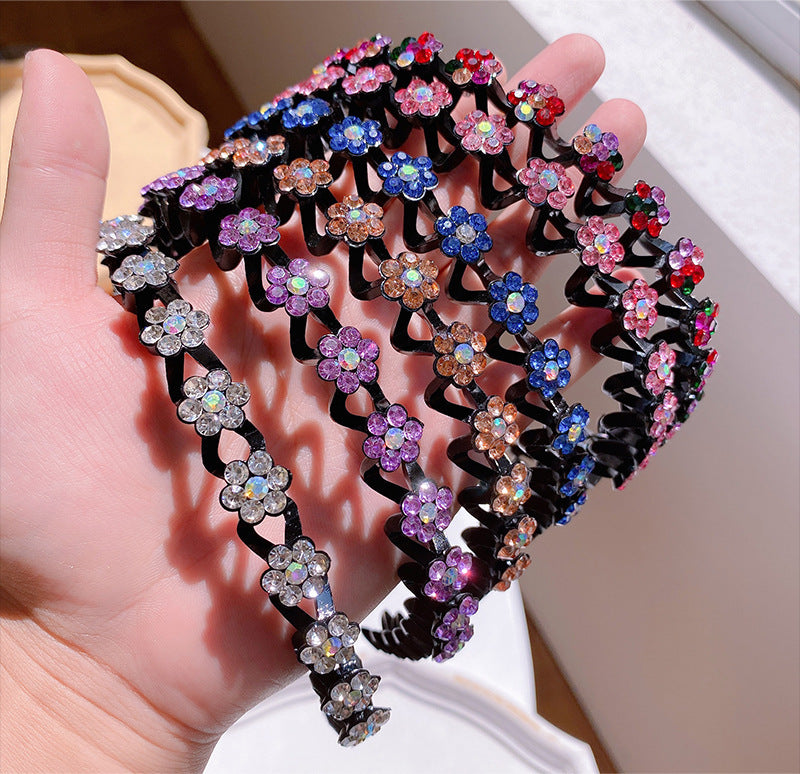 Women's Rhinestone Wavy Thin Edge With Teeth All-match Pressure Hair Non-slip Headband