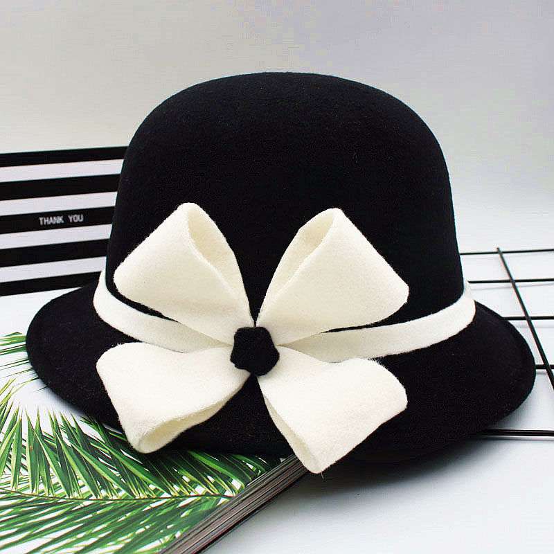Retro Black And White Flower Fashion Hat Casual