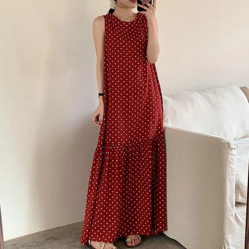 Summer Longline Korean-style Pajama Dress With Vest Style