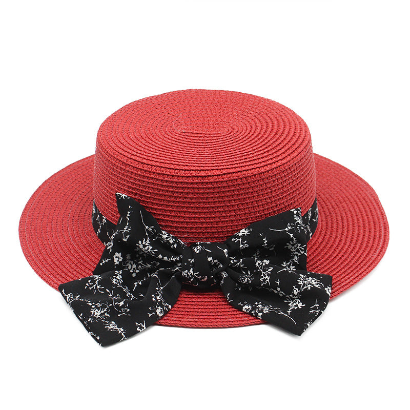 Women's Fashion Wide Brim Shade Print Bow Hat