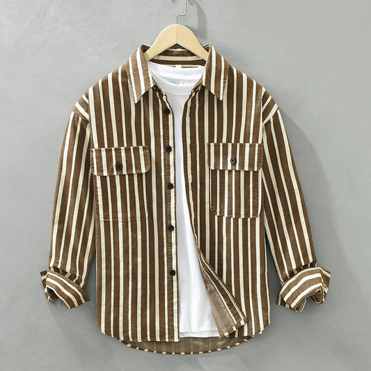 Young Men's Loose Re-work Striped Shirt
