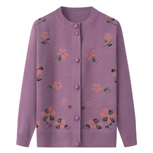 Thermal Underwear Fleece-lined Thickened Grandma Sweater Coat For Women