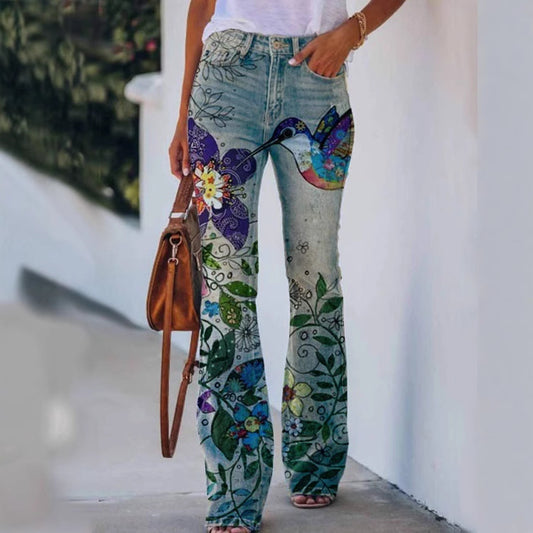 Casual 3D-mønstrede jeans til kvinder