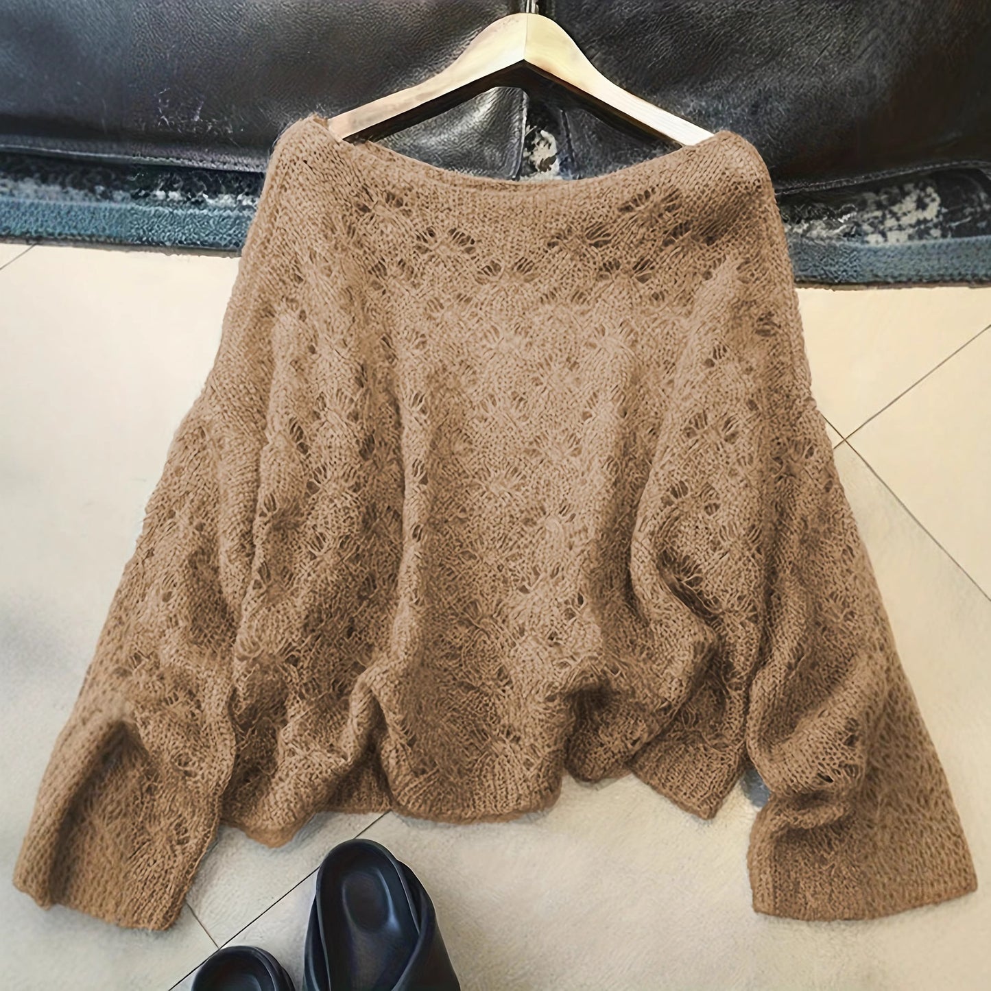 Cutout Blouse Thin Loose High-end All-matching Youthful-looking Pullover Knitted Top