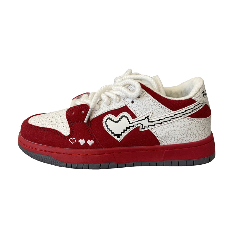 Pixel Heart Røde Skatersko Dame