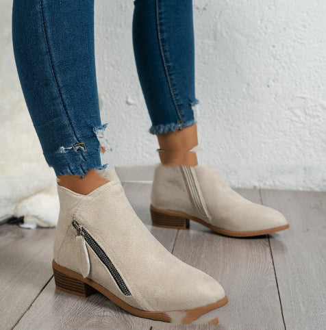 Women's Suede Boots Dr Martens Boots Chunky Heel Side Zip