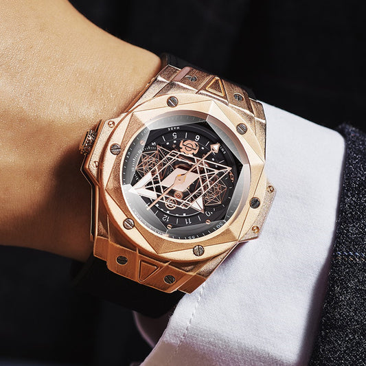Explosive Fashion Tattoo Men's Quartz Watch Waterproof Silicone Band