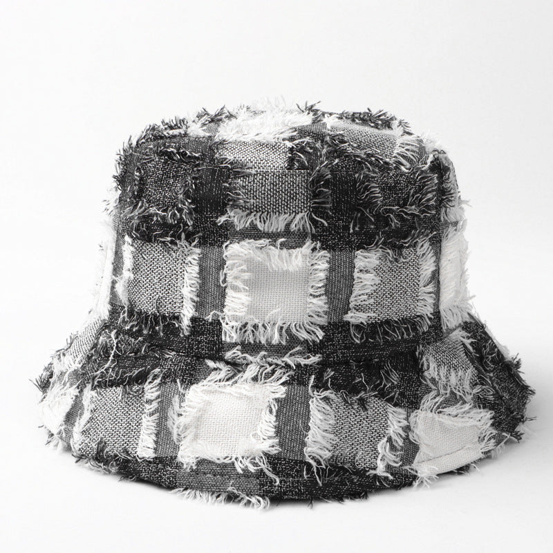 Rugged Plaid Fisherman Hat For Women's New Fashion Casual Sun Protection