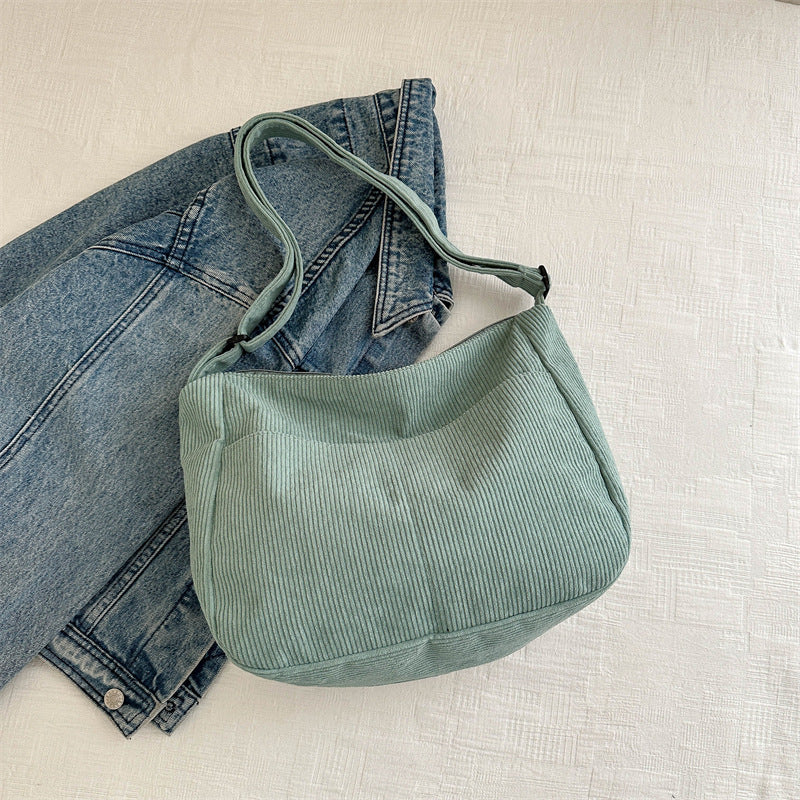 Large-capacity Crossbody Bag Korean Style Fashion Commuter Backpack Corduroy Class Bag