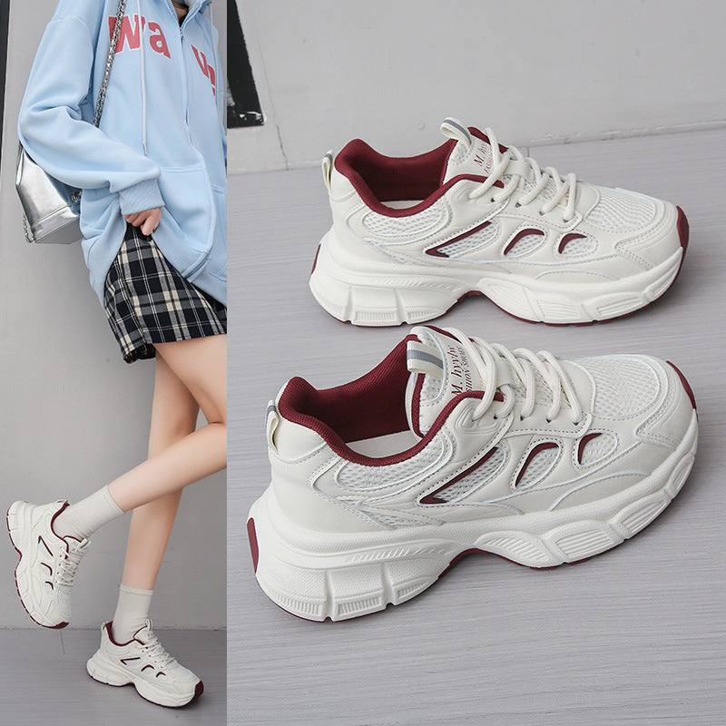Mesh Sports Casual Shoes Running Non-slip Versatile White Platform Shoes