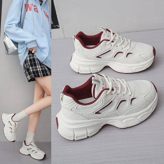 Mesh Sports Casual Shoes Running Non-slip Versatile White Platform Shoes