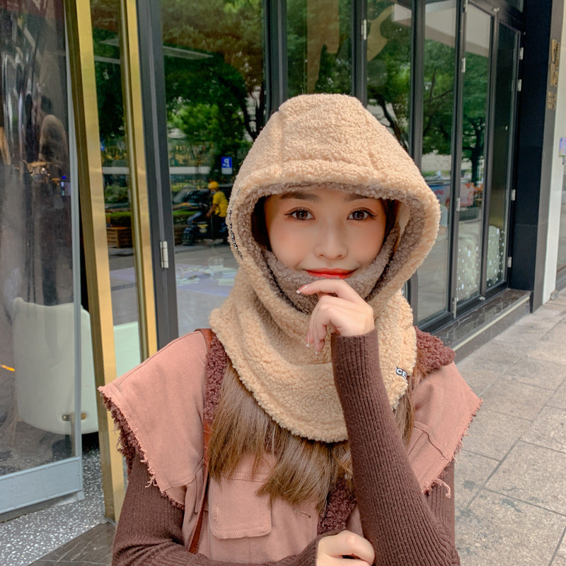 Fleece Warm Lamb Wool Hat Outdoor Cycling Cold Protection