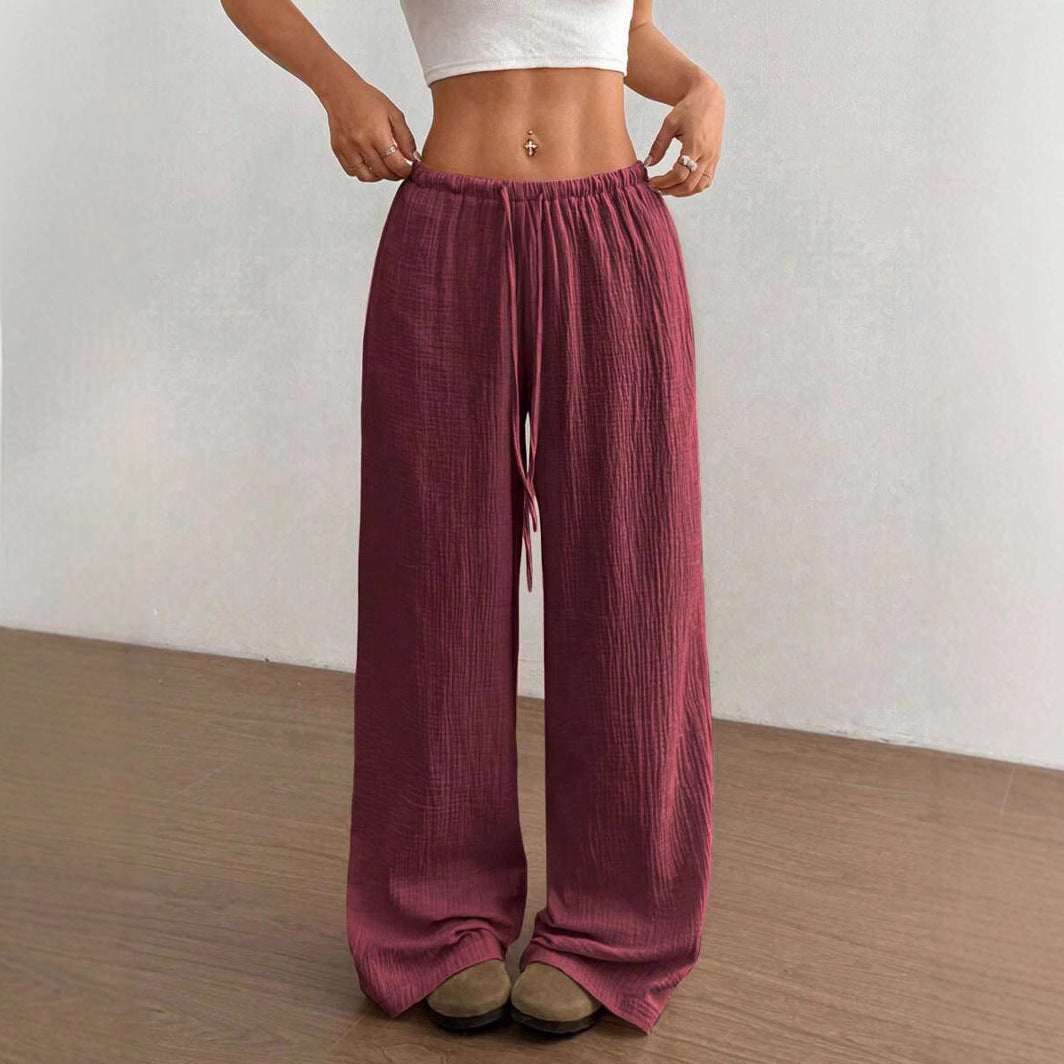 Lace-up Waist Trimming Fashion Casual Women's Trousers