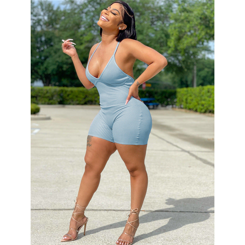 Women's Summer New Cross Strap Backless Jumpsuit