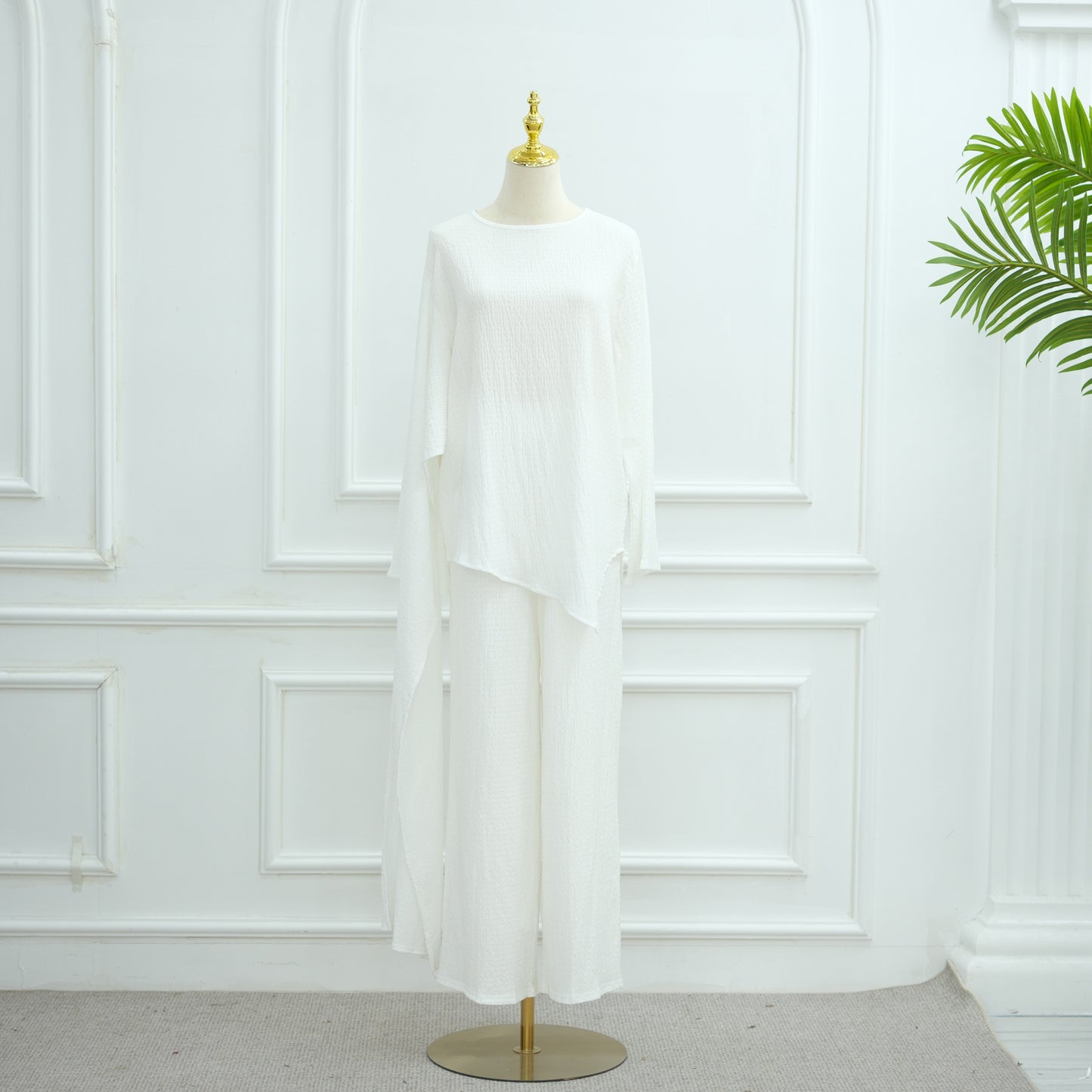 Solid-color Top And Pants Two-piece Set For Women