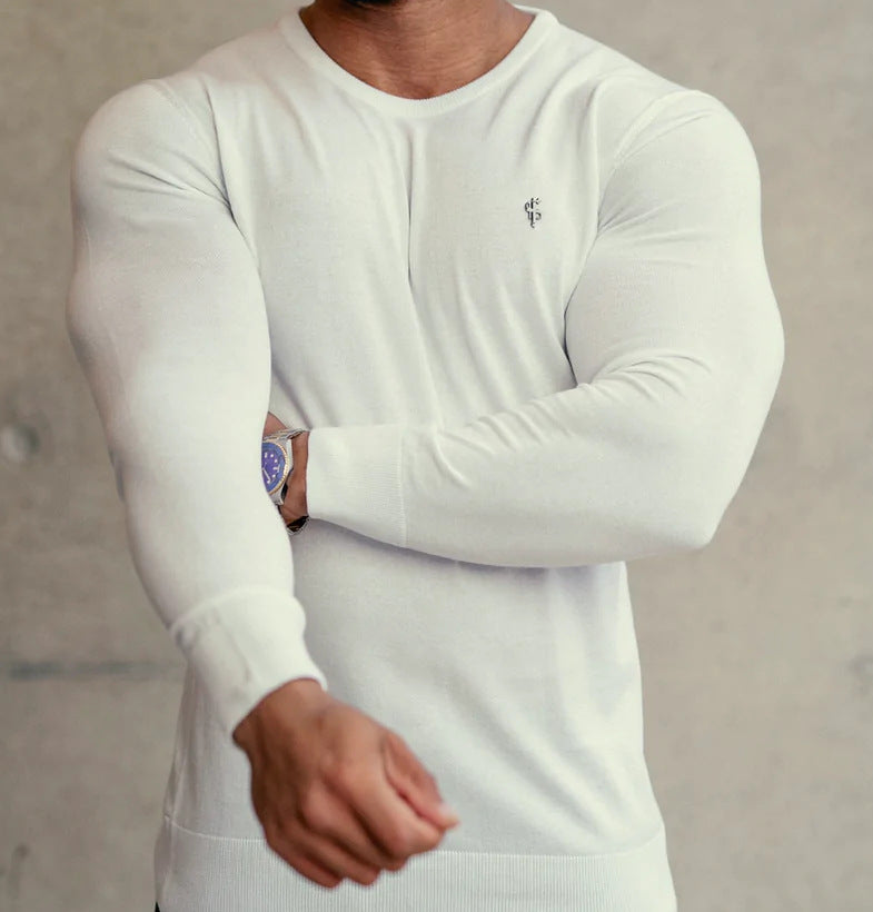 Knitted Men's Solid Wool Bottoming Shirt