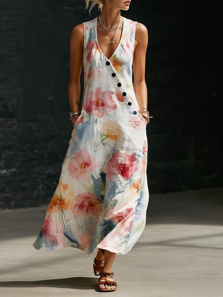 Loose-fitting V-neck Cross-over Shirt And Wide-leg Pants