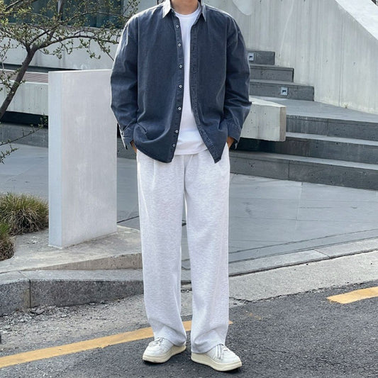 Løs Hverdagstop Koreansk Version Denim Skjortejakke