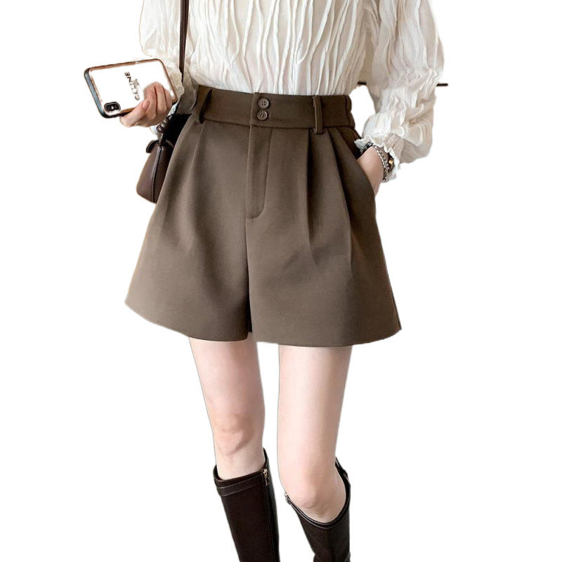 High-waisted Slimming A-line Versatile Quarter-length Wide-leg Base Pants