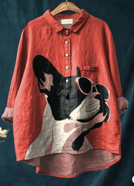 Women's Casual Loose Printed Round Neck Shirt