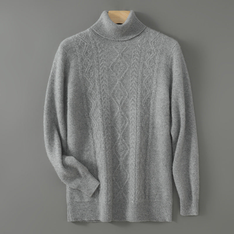 Business-casual High-neck Jacquard Thickened Loose-fitting Pullover Sweater